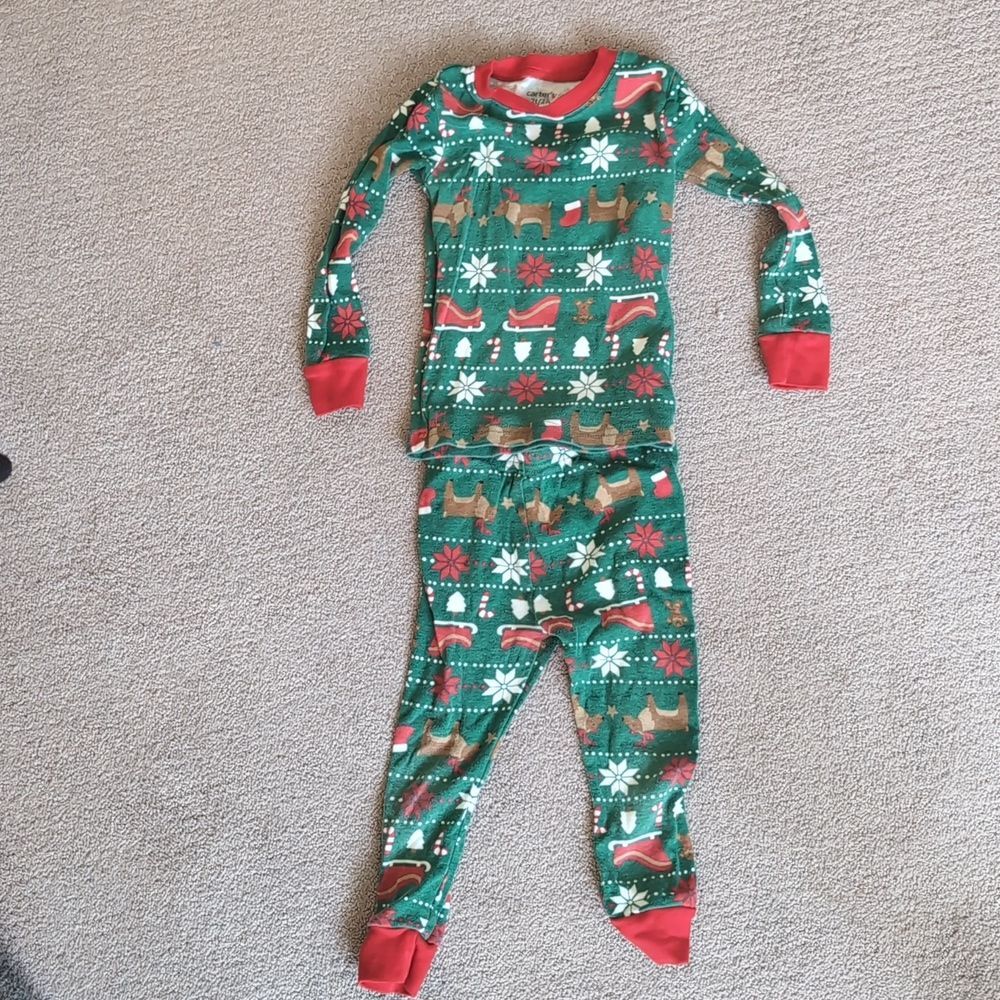 Carter's Green and Red Holiday Pajama Set